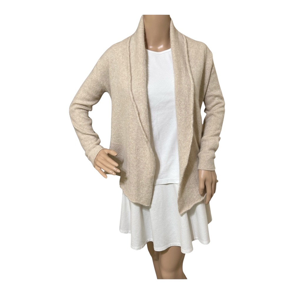 Club Monaco Womens Open Front Cashmere Cardigan Sweater S/M Beige Boho Neutral